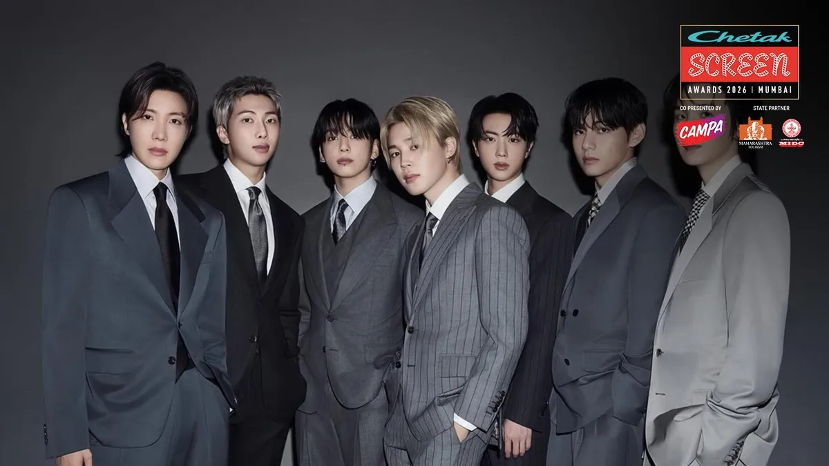 BTS members celebrate after their new album "ARIRANG" hits Billboard 200 No. 1.