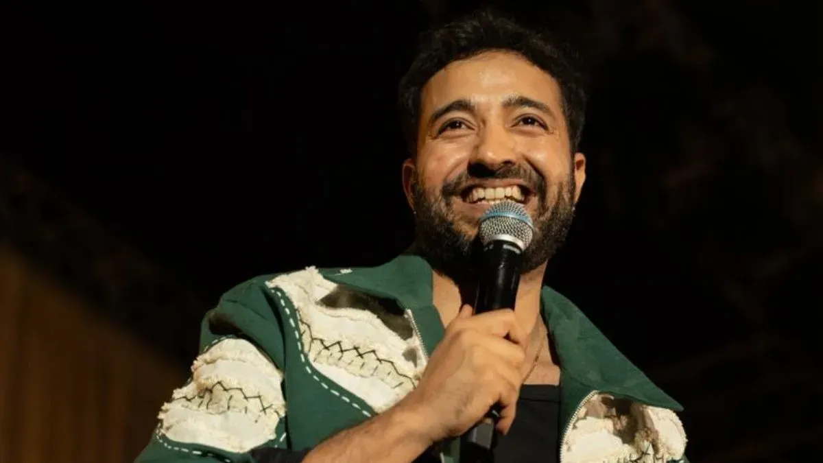 Paresh Pahuja, actor-musician, performing passionately on stage during his Love Notes tour.