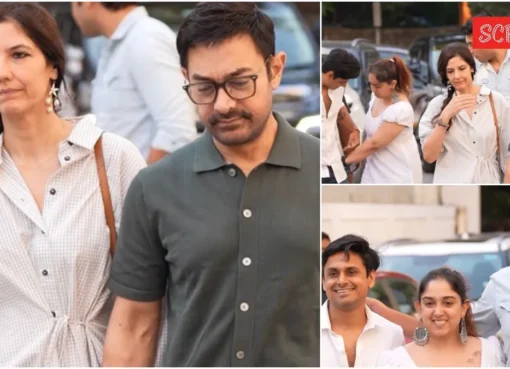 Aamir Khan and Gauri Spratt posing together at the 'Ek Din' premiere.