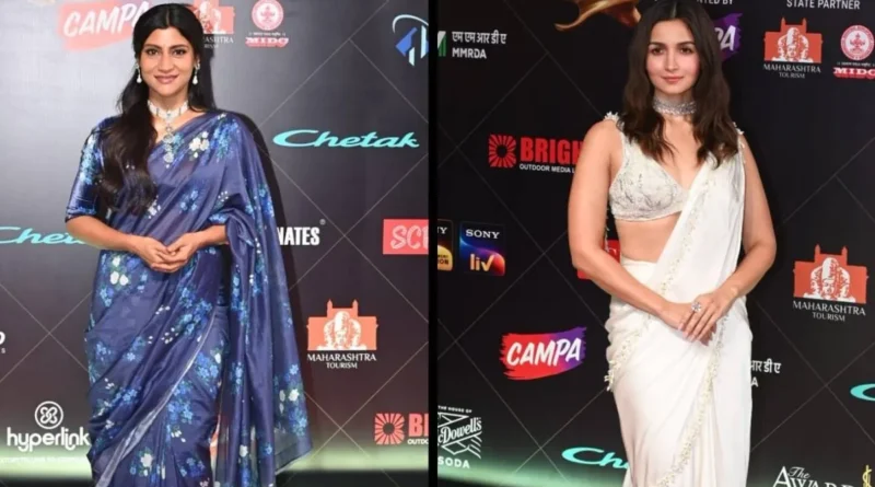 Alia Bhatt and Konkona Sen Sharma pose on the Chetak Screen Awards red carpet.