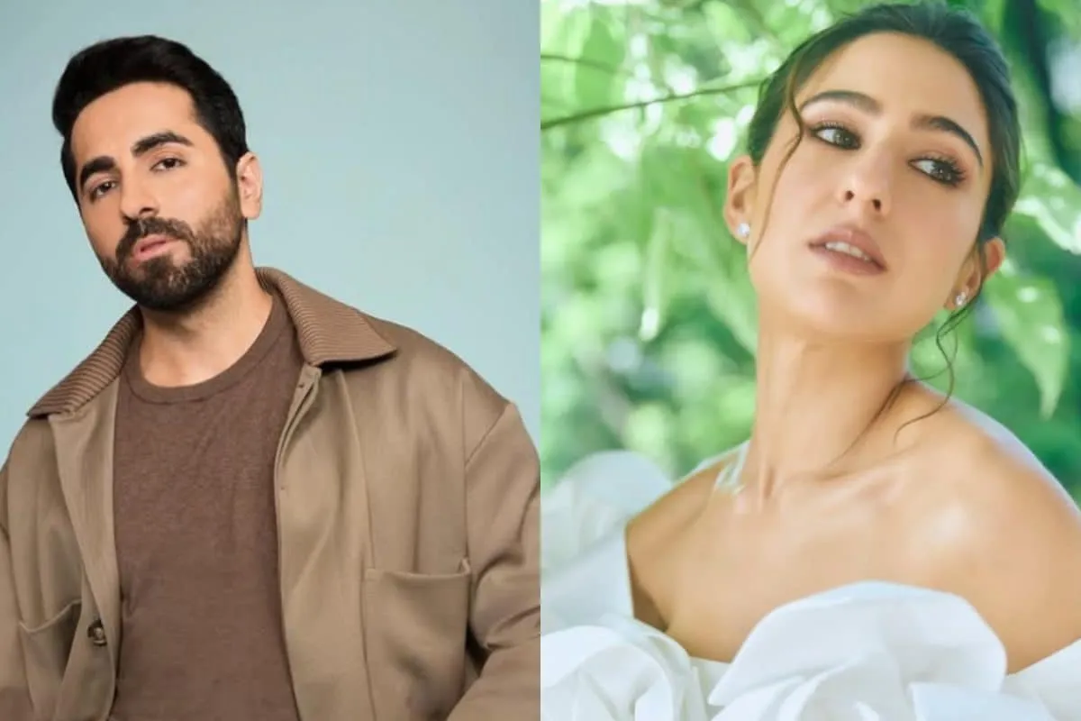 Ayushmann Khurrana and Sara Ali Khan looking excited for their upcoming movie.