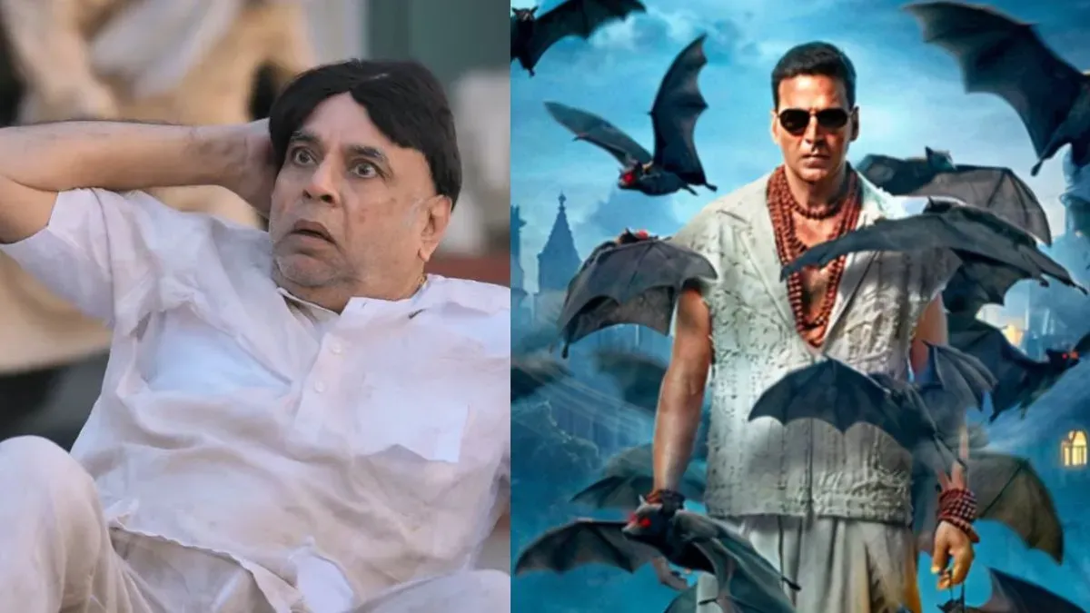 A visual representation of box office numbers climbing, with a focus on a film poster for Bhooth Bangla featuring Akshay Kumar.