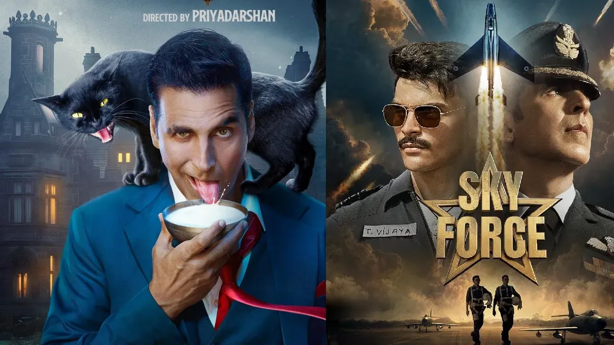 Akshay Kumar and Wamiqa Gabbi from Bhooth Bangla celebrating success