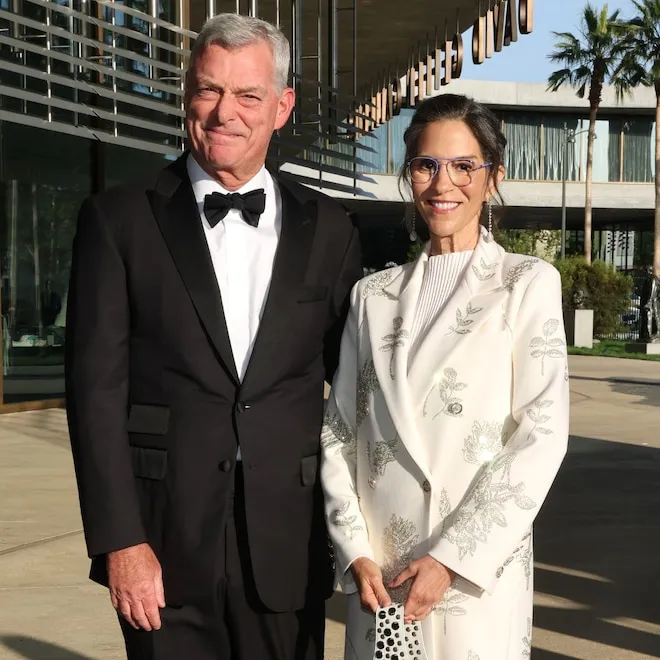 Jami Gertz and husband Tony Ressler arriving at the LACMA gala.