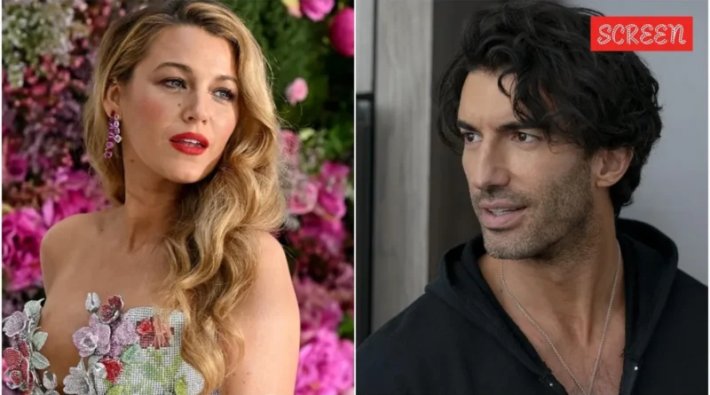 Blake Lively smiling in a stylish outfit, looking away from the camera.