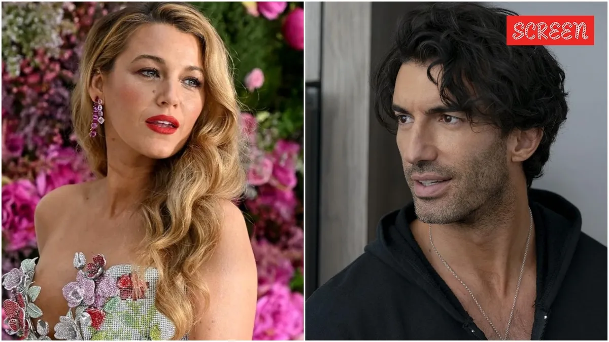 Blake Lively smiling in a stylish outfit, looking away from the camera.