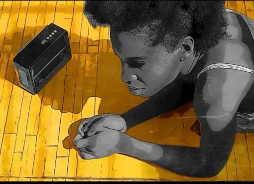 A vibrant graphic showing film reels and a Brazilian flag, symbolizing new films at the Cannes Film Festival.