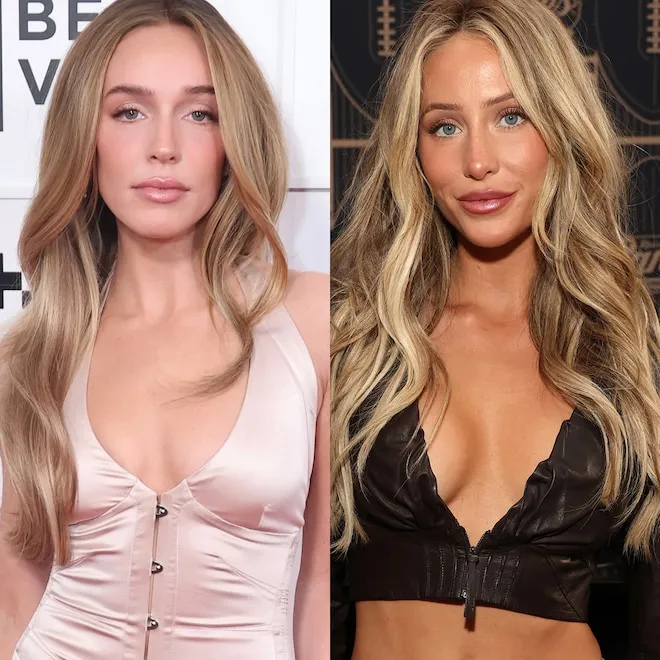 Alex Cooper and Alix Earle sitting in their respective podcast studios with microphones.