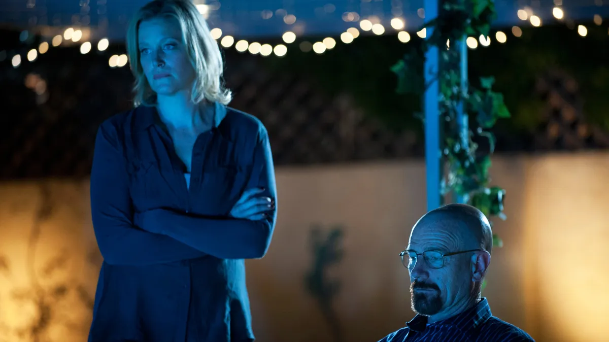 Bryan Cranston and Anna Gunn in a scene from Breaking Bad.