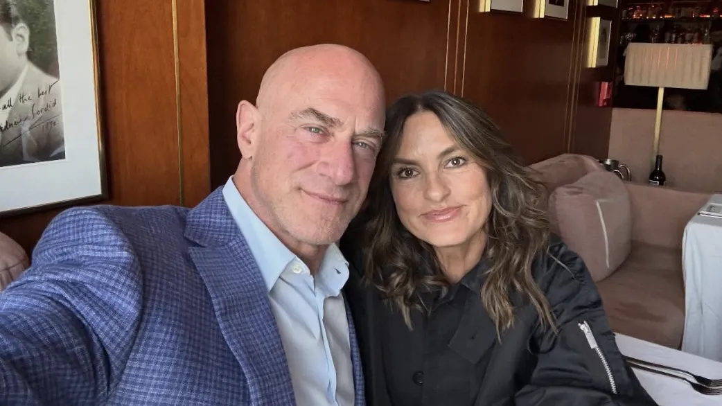 Christopher Meloni and Mariska Hargitay smiling together during a casual hangout.
