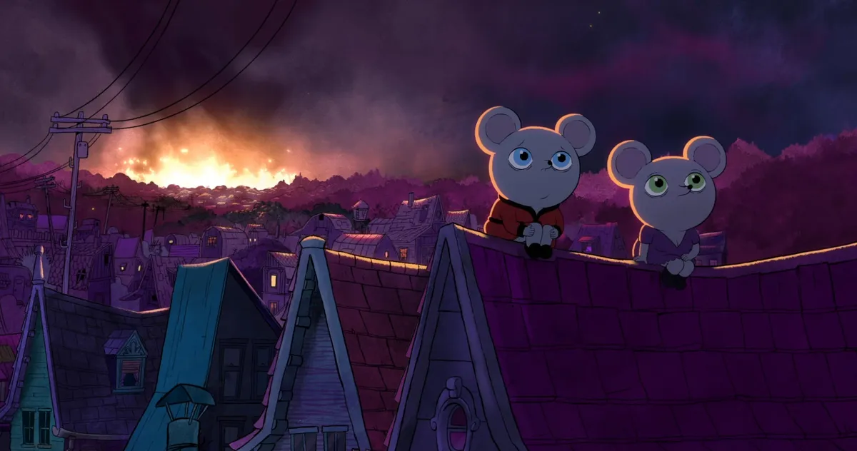 An animated still from 'Decorado,' showing Arnold the mouse with a thoughtful, somewhat distressed expression.