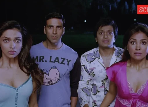 Deepika Padukone and Lara Dutta on the set of Housefull
