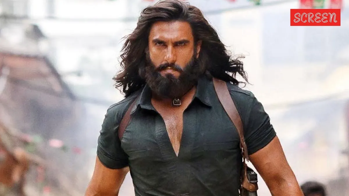 A movie poster for Dhurandhar 2 featuring Ranveer Singh.