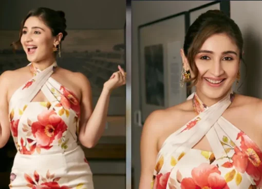 Dhvani Bhanushali performing on stage, dressed in a vibrant outfit, channeling BLACKPINK's 'Pink Venom' energy.