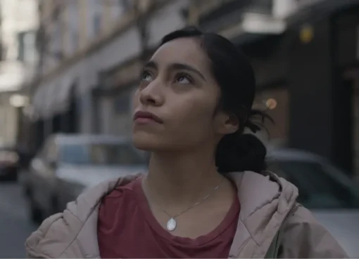 A still image from the movie 'Ashes' showing two young people.