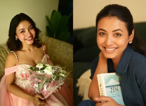 Surabhi Das smiling brightly, looking stylish in a candid interview moment.