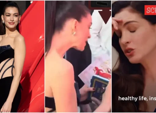 Anne Hathaway smiling at a premiere.