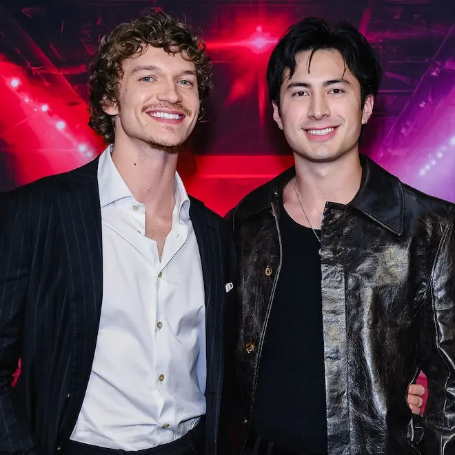 Promotional image for Heated Rivalry season 2, possibly featuring a hockey rink or new characters in team colors.