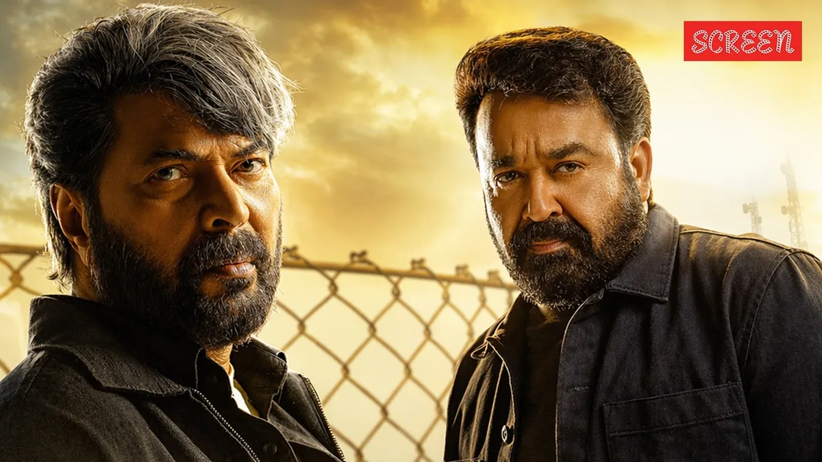 A split image of actors Mammootty and Mohanlal.