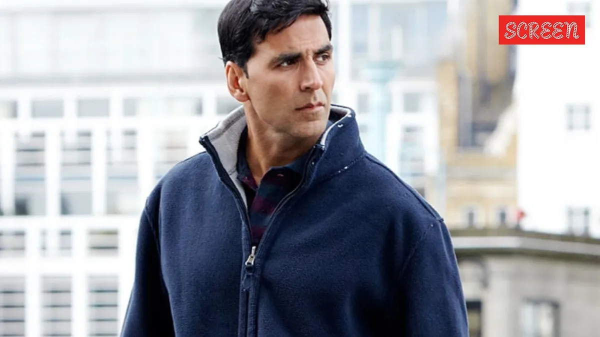 Akshay Kumar walking during a film shoot.