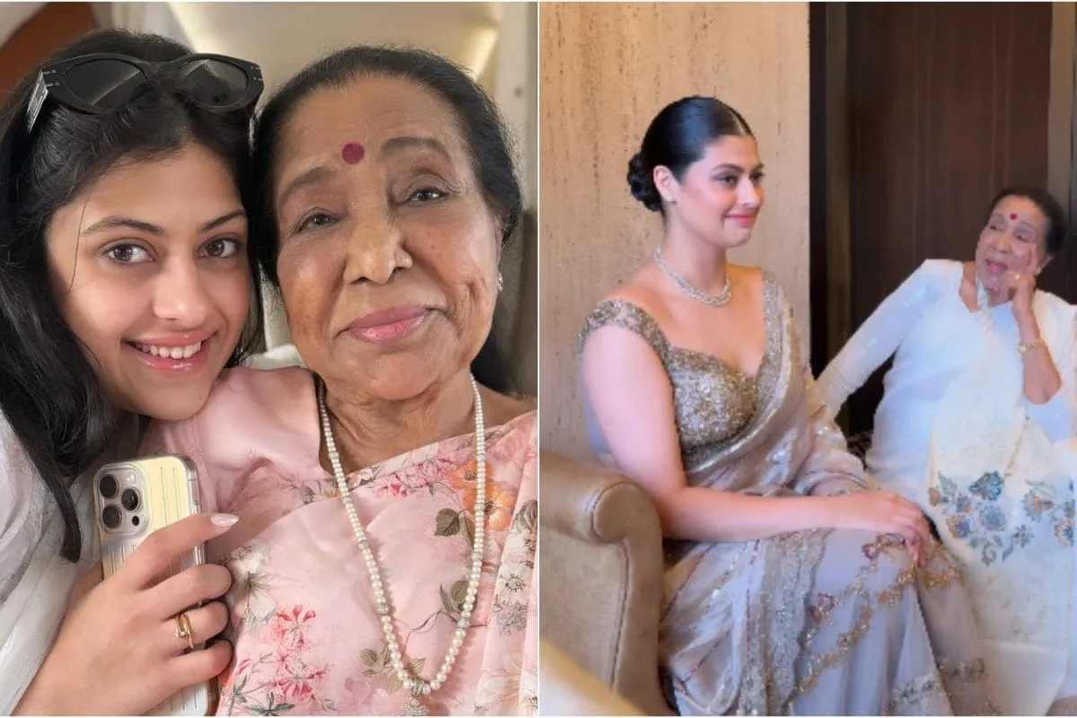 Zanai Bhosle and Asha Bhosle sharing a sweet moment together