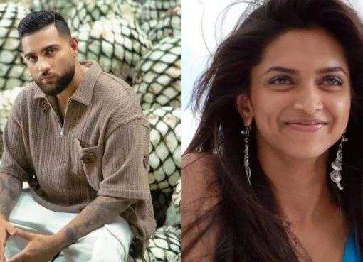 Karan Aujla and Deepika Padukone posing for photos