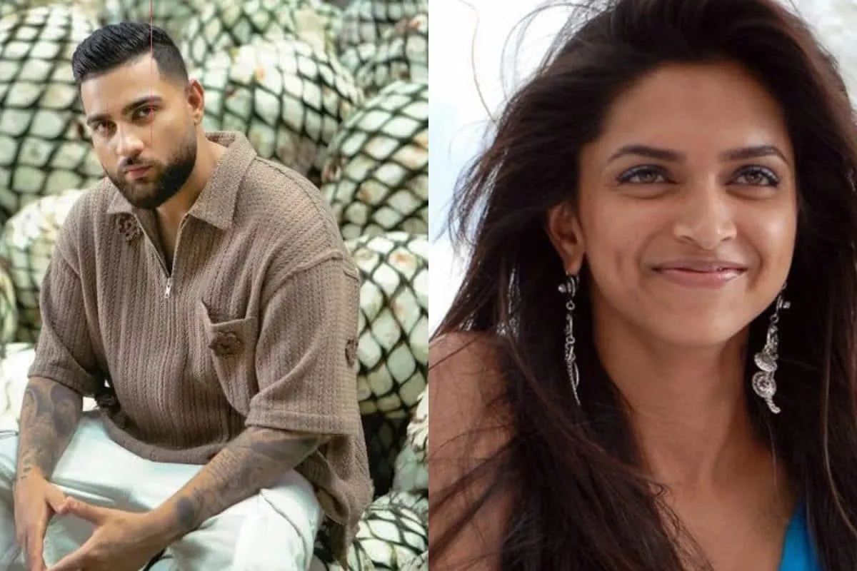 Karan Aujla and Deepika Padukone posing for photos