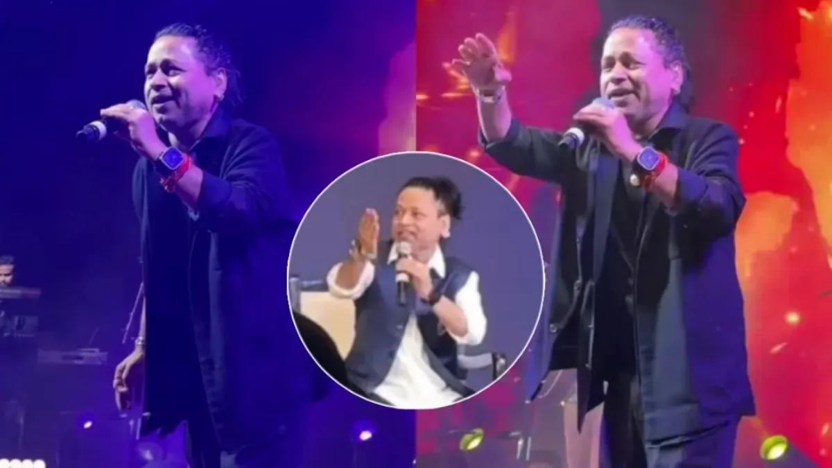 Kailash Kher looking serious at an event.