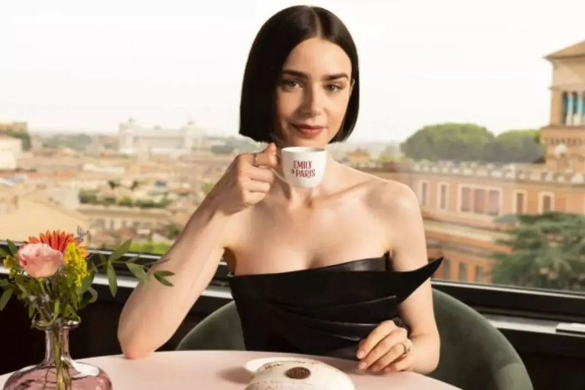 Emily in Paris actress Lily Collins in a stylish outfit.