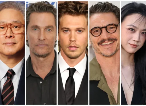 A stylized movie poster with the names of Matthew McConaughey, Austin Butler, Pedro Pascal, and Tang Wei.