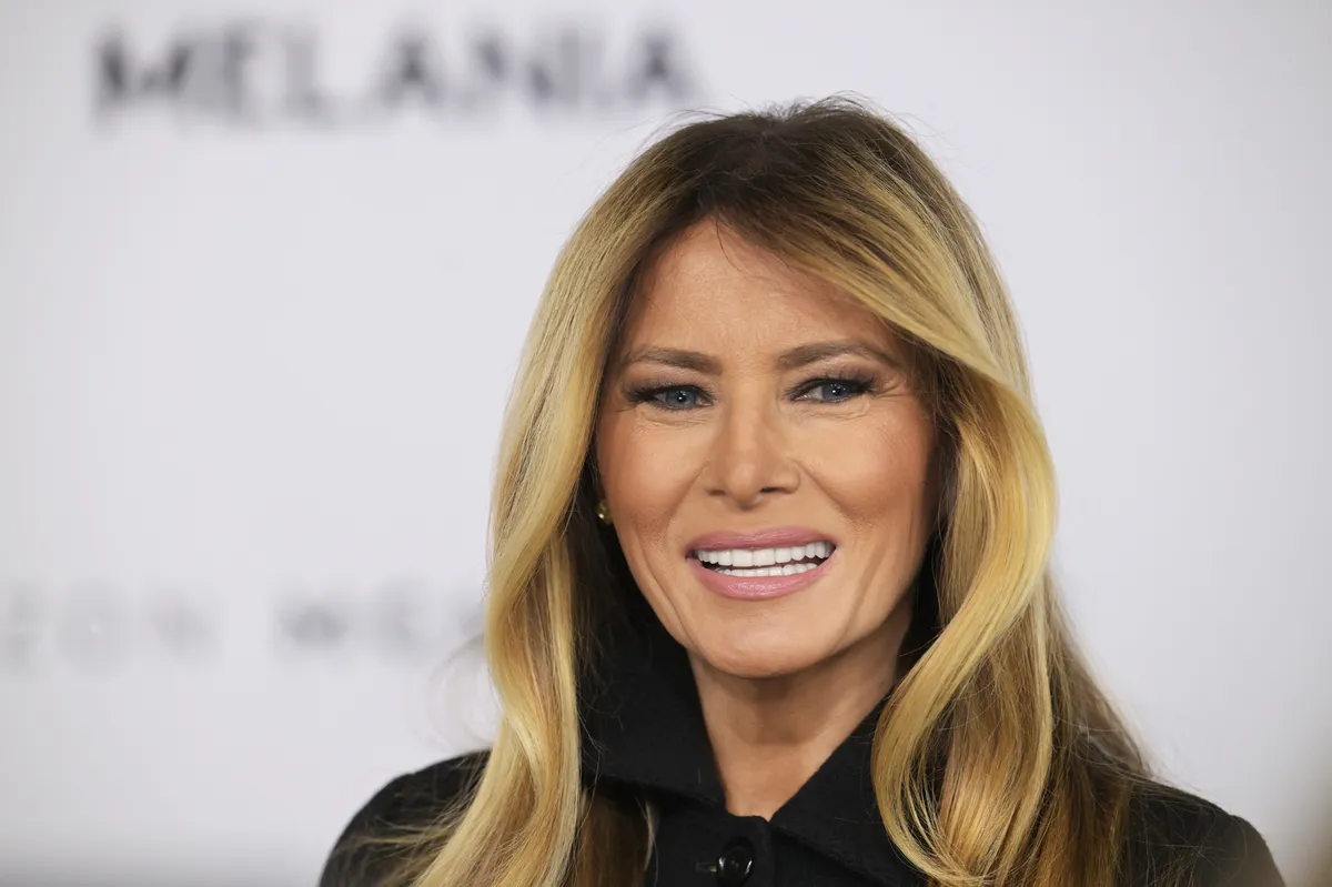 Melania Trump looking serious.