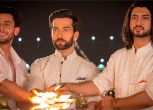 Nakuul Mehta smiling, surrounded by throwback images from Ishqbaaaz and a fan interaction at an airport.