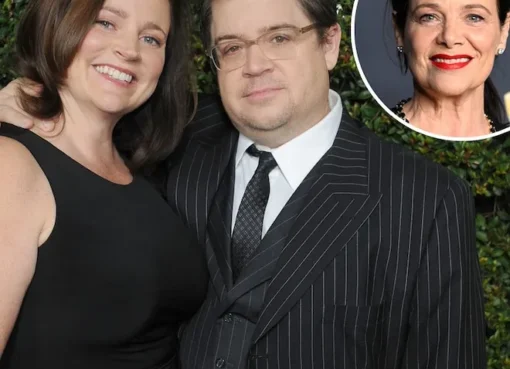 Patton Oswalt and Meredith Salenger smiling together.