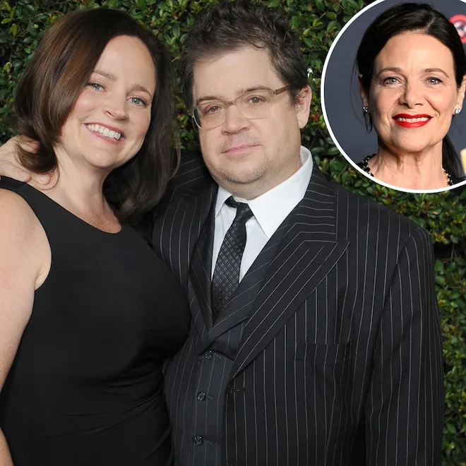 Patton Oswalt and Meredith Salenger smiling together.