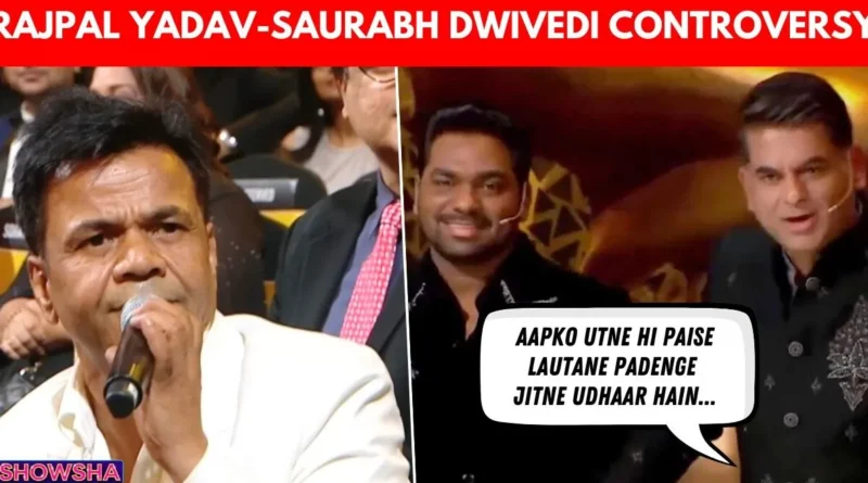 Actor Rajpal Yadav and journalist Saurabh Dwivedi at awards event.