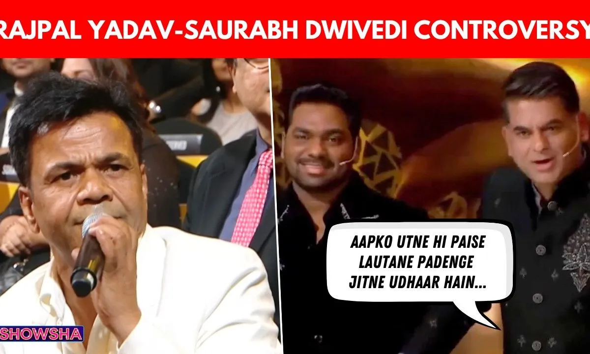 Actor Rajpal Yadav and journalist Saurabh Dwivedi at awards event.