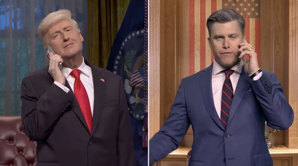 Sketch of Donald Trump and Pete Hegseth on Saturday Night Live.