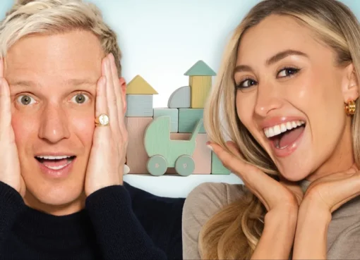 Sophie and Jamie Laing smiling.