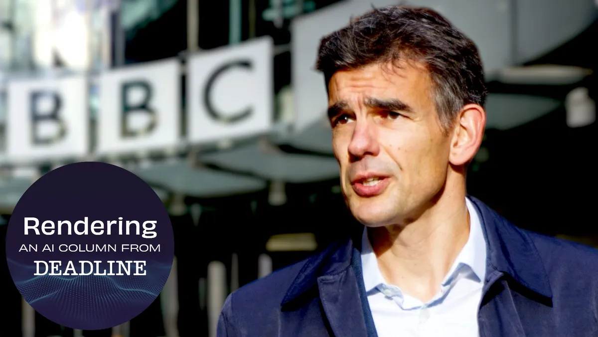 People looking skeptical at a robot or AI representation on a screen.