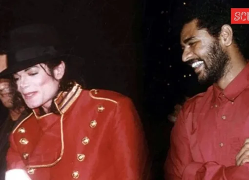 Prabhu Deva and Michael Jackson embracing, a moment imagined as no photo exists.