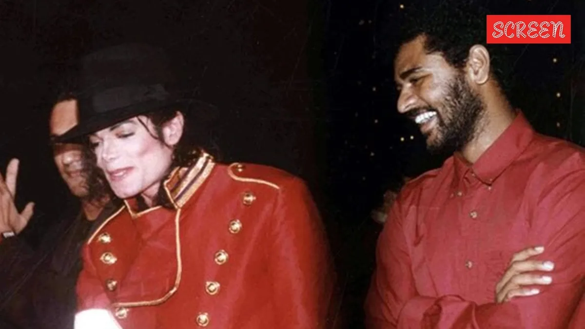 Prabhu Deva and Michael Jackson embracing, a moment imagined as no photo exists.