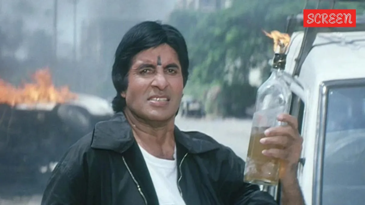 Amitabh Bachchan in a classic film pose.
