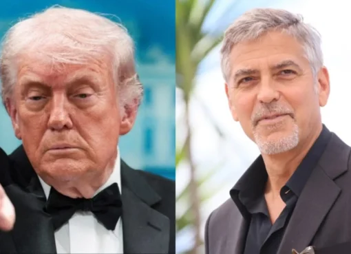 George Clooney speaking thoughtfully.