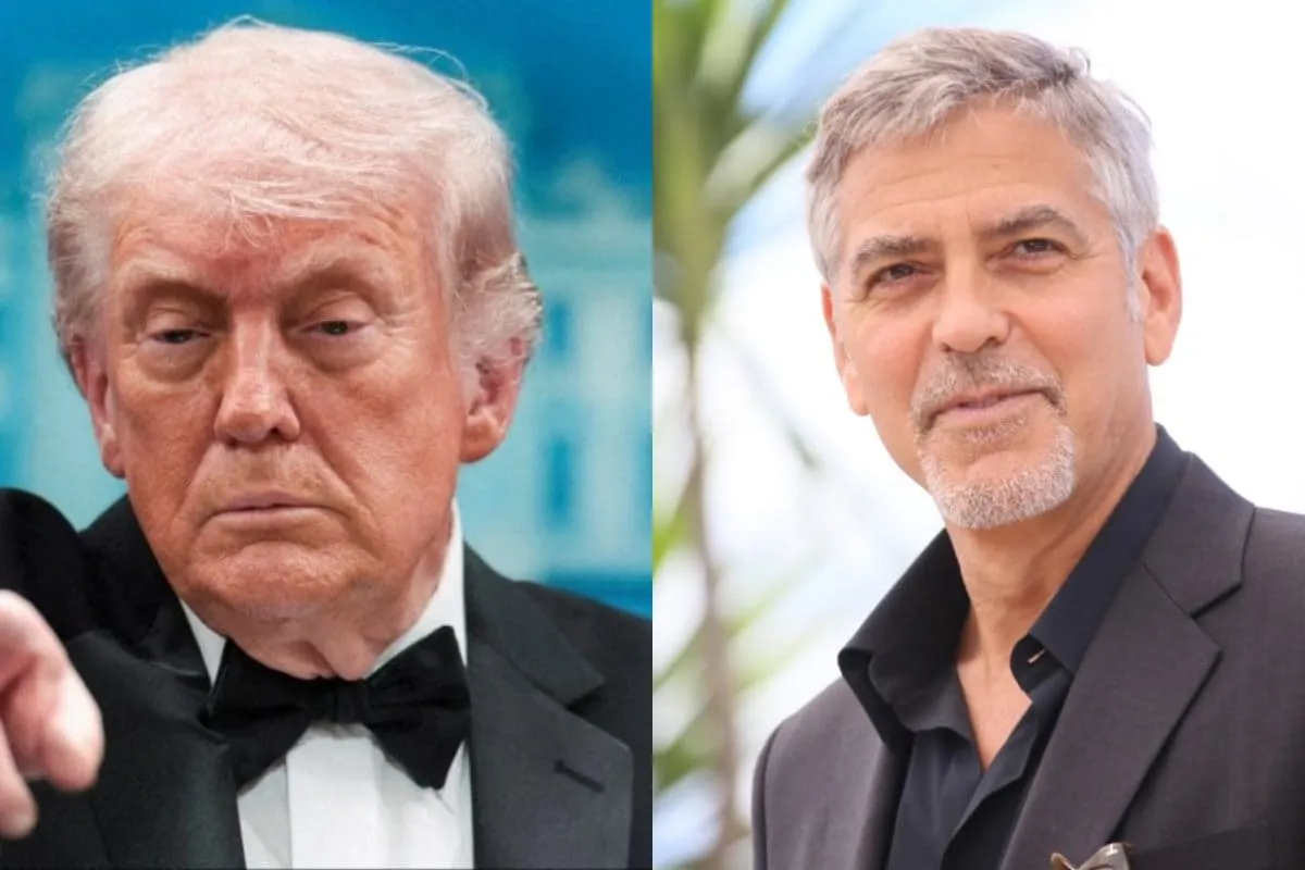 George Clooney speaking thoughtfully.