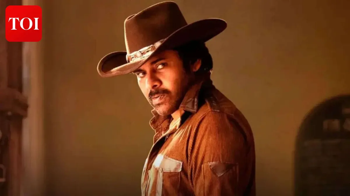 Pawan Kalyan in 'Ustaad Bhagat Singh' in a dramatic action pose