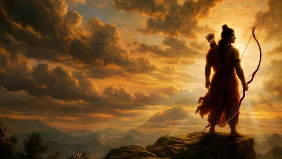 A new poster for Valmiki's Ramayana, featuring key characters and a rich, traditional color palette, revealing the film's artistic aesthetic.