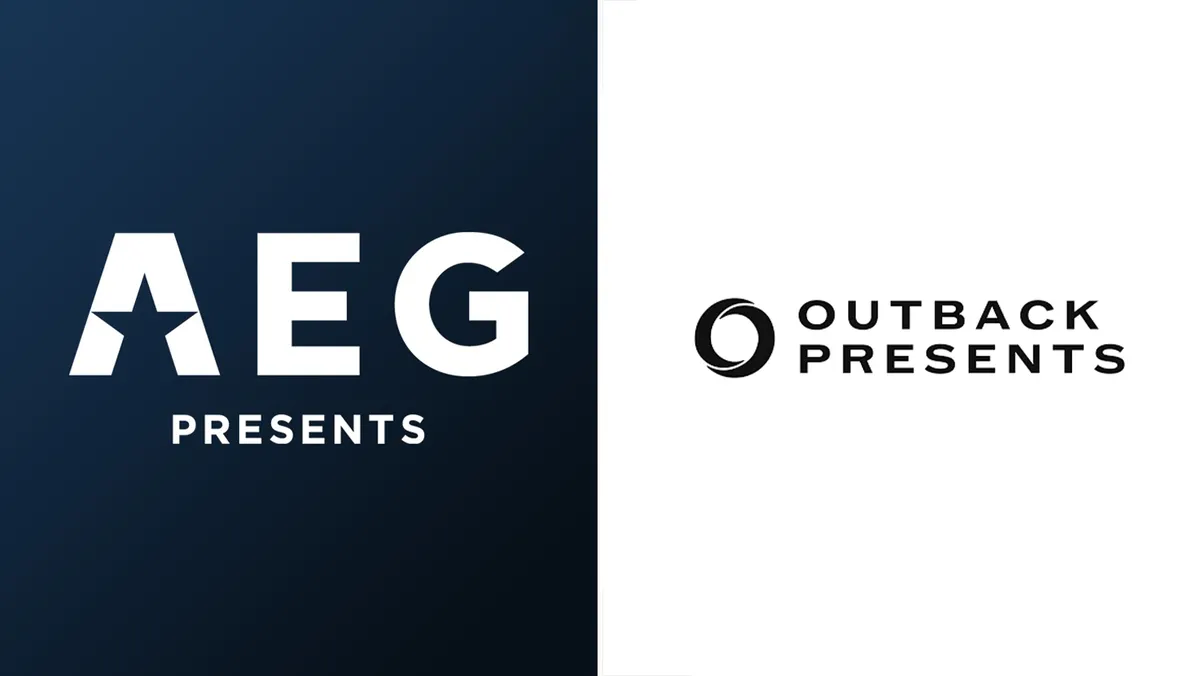 A graphic announcing a partnership between AEG Presents and Outback Presents.