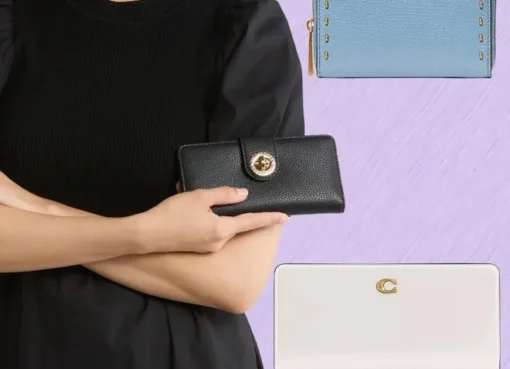 A variety of colorful leather wallets spread out on a clean white surface
