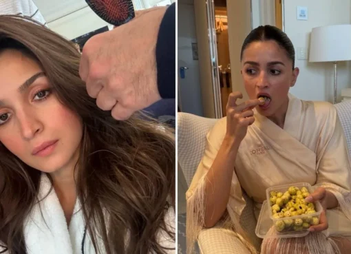 Alia Bhatt posing in a soft, dreamy gown for her final Cannes 2026 photos.