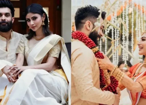 Mouni Roy and Suraj Nambiar looking happy together.
